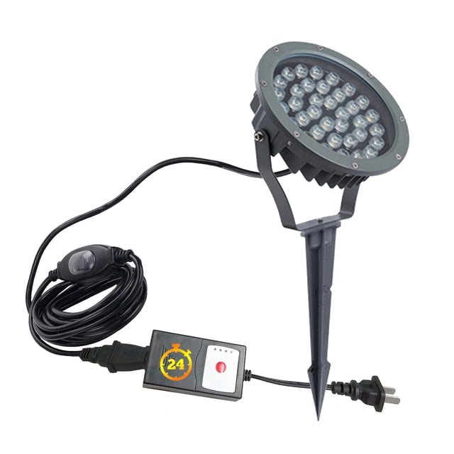 FSLiving Outdoor LED Spotlight Waterproof Bright Outdoor Landscape Automatic Timer Mini Lawn Lamp 36W Graden Lights with Ground Stake Lawn Accent Lighting with Plug Courtyard Flag Light - Warm White