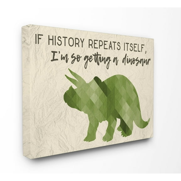 The Kids Room by Stupell I'm So Getting a Dinosaur Green Triceratops Stretched Canvas Wall Art, 16 x 1.5 x 20