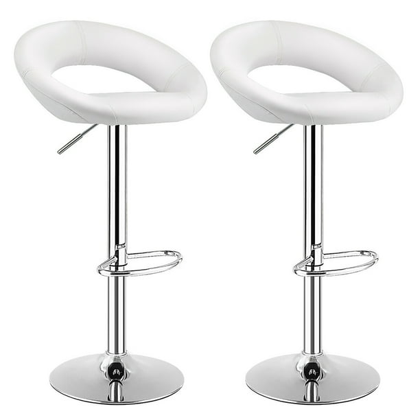 Costway Bar Stool with Adjustable Height & 360Degree Swivel, White, Set of 2