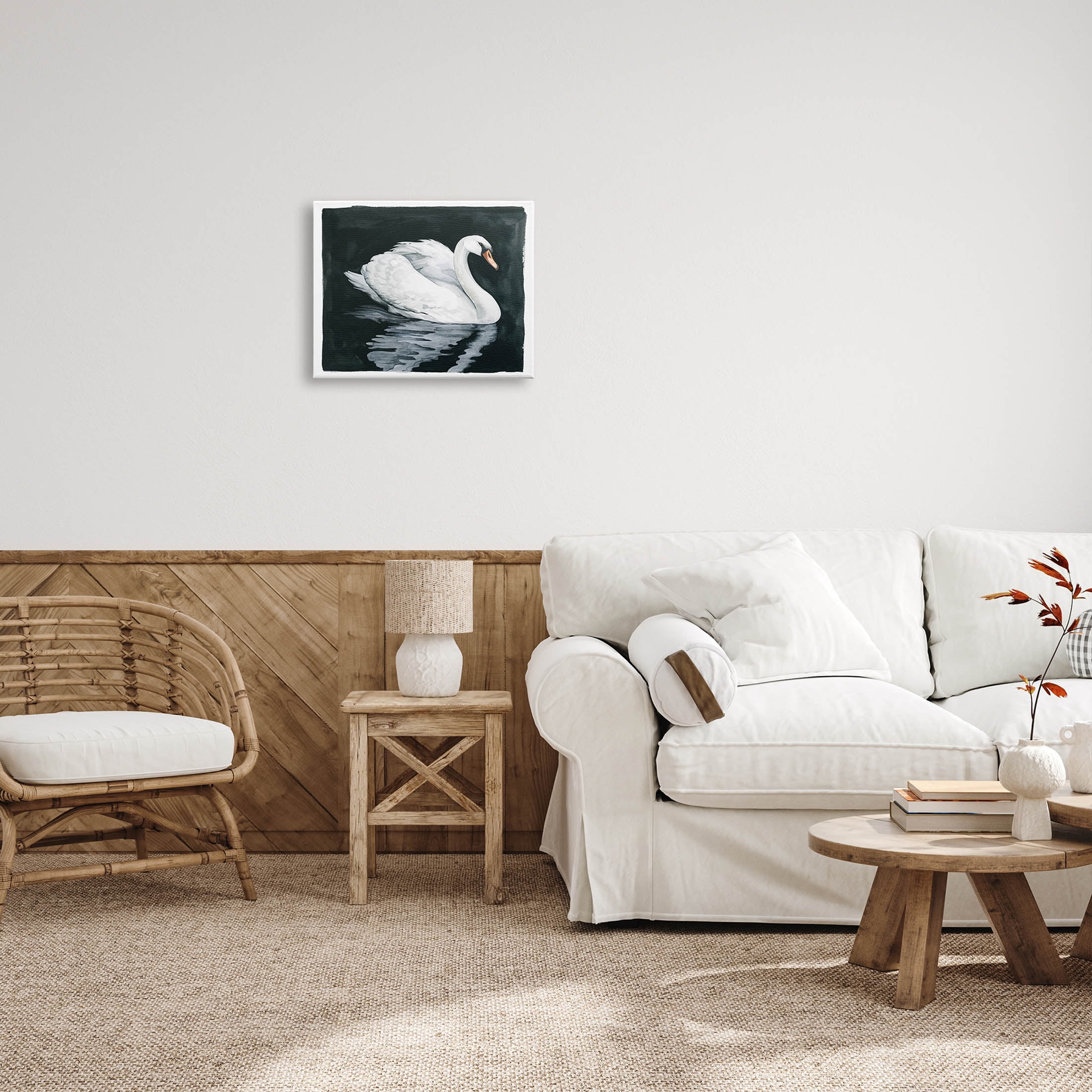 Elegant Swan Reflection Portrait Animals & Insects Graphic Art Gallery Wrapped Canvas Print Wall Art