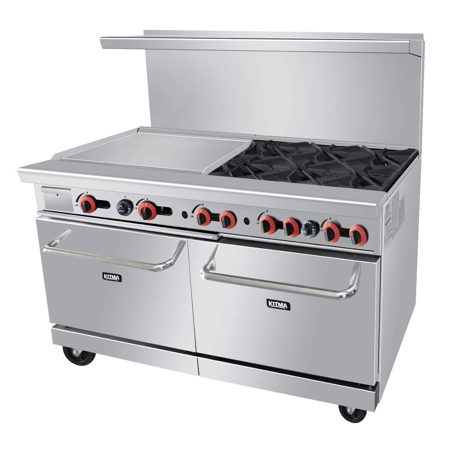 Commercial 60’’ Gas 6 Burner Range With 24’’ Griddle and Standard Oven
