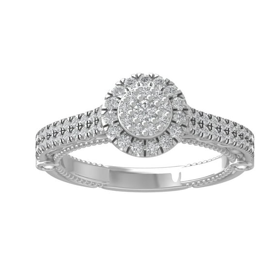 ARAIYA FINE JEWELRY 10K White Gold Round-shape Diamond Composite Ring (5/8 cttw, I2-I3 Clarity, I-J Color) Size 5.5