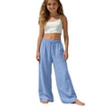 thumbnail image 3 of Liyamei Girls Wide Leg Sweatpants with Drawstring and Double Layer Pleats for Casual Sport Size 4-10 Years, 3 of 6