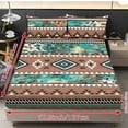 thumbnail image 2 of COEQINE Sheet Full Size Soft Breathable Fitted Sheet with 2 Pillowcases, Wrinkle Free Fade Resistant Easy Care Bedsheet for for Full Size Bed, American Tribal Leopard Print Teal Brown, 2 of 5