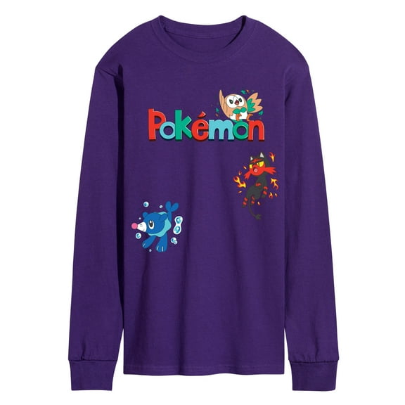 Pokémon - Rowlet, Litten, Popplio  - Men's Long Sleeve Graphic T-Shirt