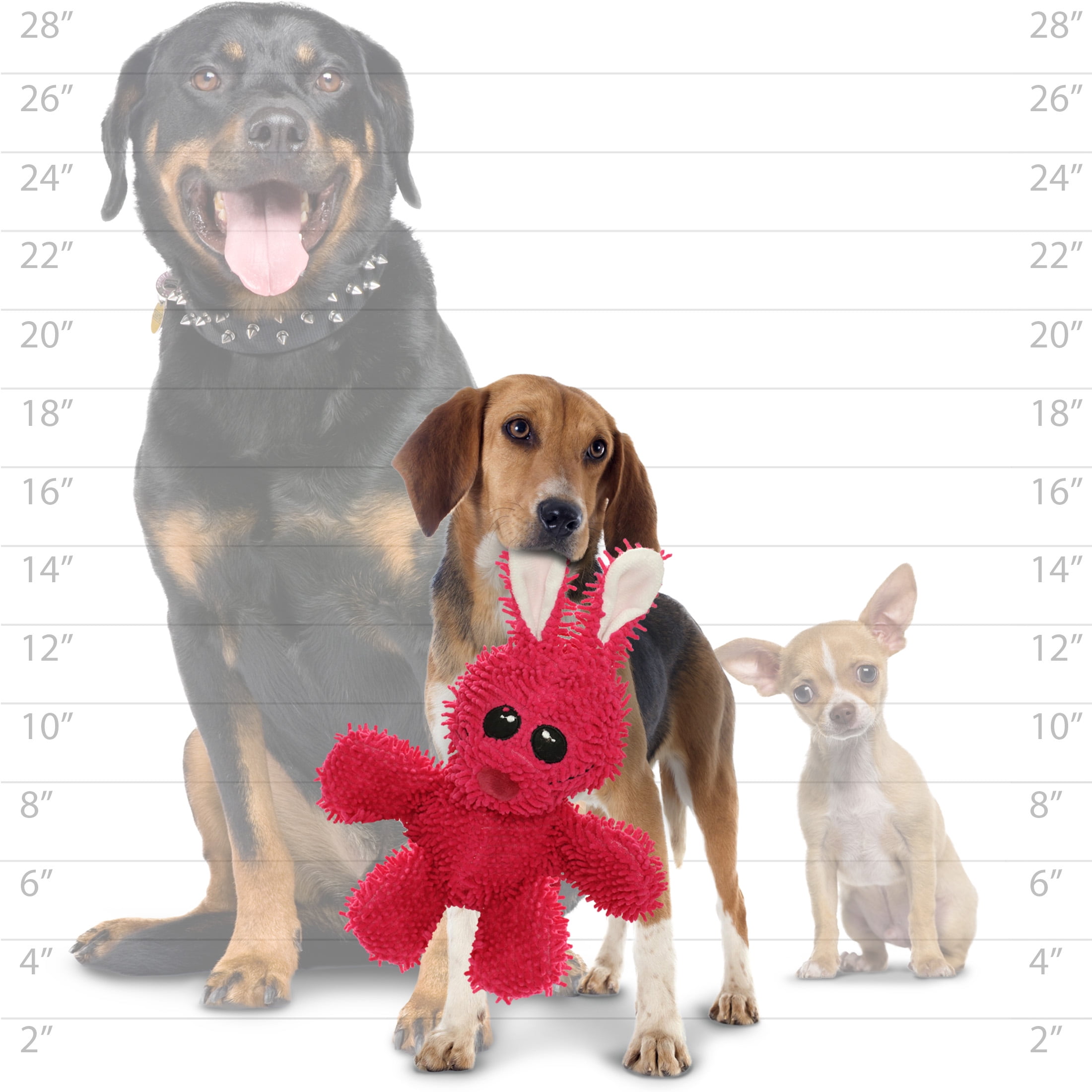 Mighty Microfiber Ball Med Rabbit Durable Plush Squeaky Dog Toy