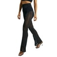 thumbnail image 2 of SAYOO Women Flare Pants, High Waist See-through Slim Fit Solid Long Trousers for Club Party, 2 of 7