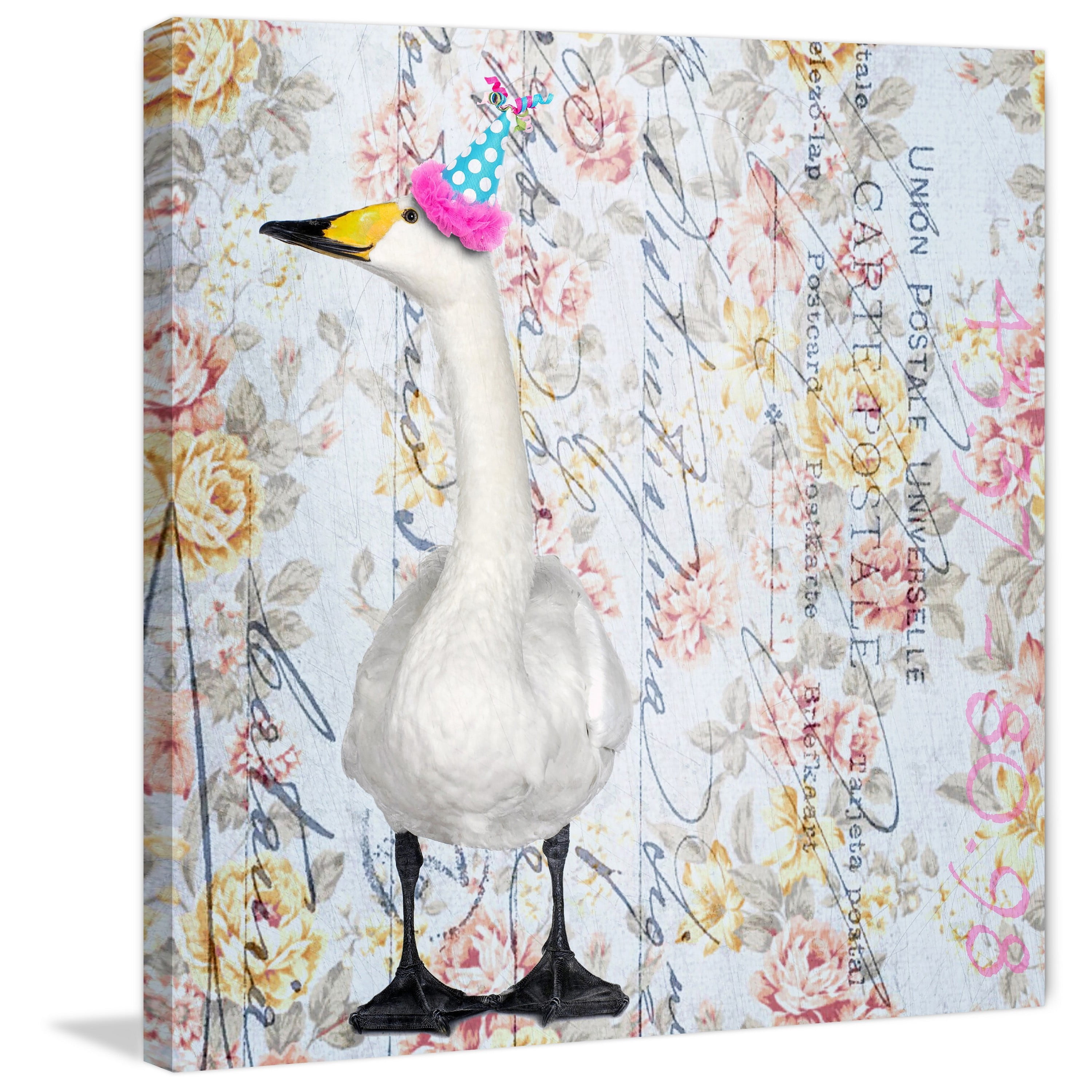 Marmont Hill "Party Duck" by Morgan Jones Painting Print on Wrapped Canvas