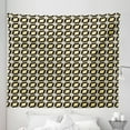 thumbnail image 1 of Yellow Gray Tapestry, Wavy Style Retro Tile Inspired Ornaments Geometrical Squares Check, Fabric Wall Hanging Decor for Bedroom Living Room Dorm, 5 Sizes, Beige and Dark Brown, by Ambesonne, 1 of 1