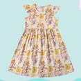 thumbnail image 2 of Zpanxa Girl Dress Girl's Daily A-line Dress Floral Ruffle Short Sleeve Round Neck Casual Dresses Yellow 15 Years, 2 of 8