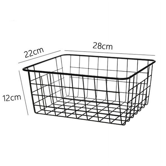 Hollow Iron Wired Basket, Storage Baskets Metal Basket Without Interlining Bathroom Kitchen Organizer Black