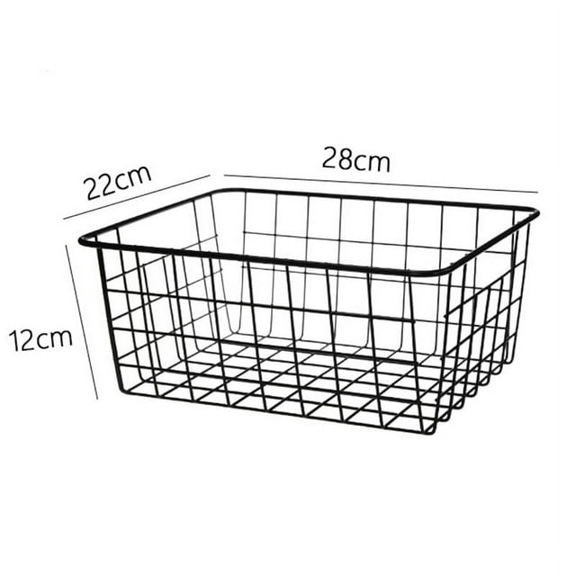 Hollow Iron Wired Basket, Storage Baskets Metal Basket Without Interlining Bathroom Kitchen Organizer Black
