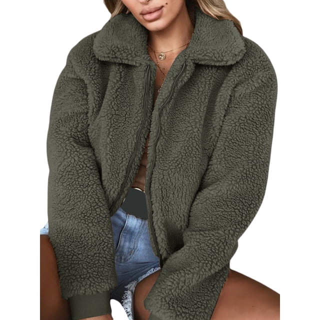 Women’s Oversized Sherpa-Lined Jacket – Warm Fleece Winter Coat