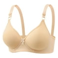thumbnail image 2 of HVOBTTY Women's Daily Bra, Bras for Women, Women's Non Steel Ring Style Printed Gathered Middle Button Breathable Underwear Daily Bra Beige, XL, 2 of 4