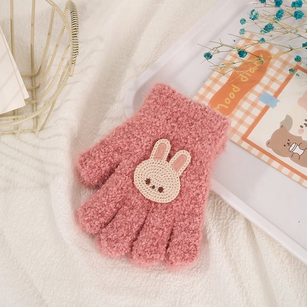 Guantes para niños, cálidos, de invierno, con forro polar, gruesos, de cinco dedos, multidedos, para niñas, de dedos completos, resistentes al frío