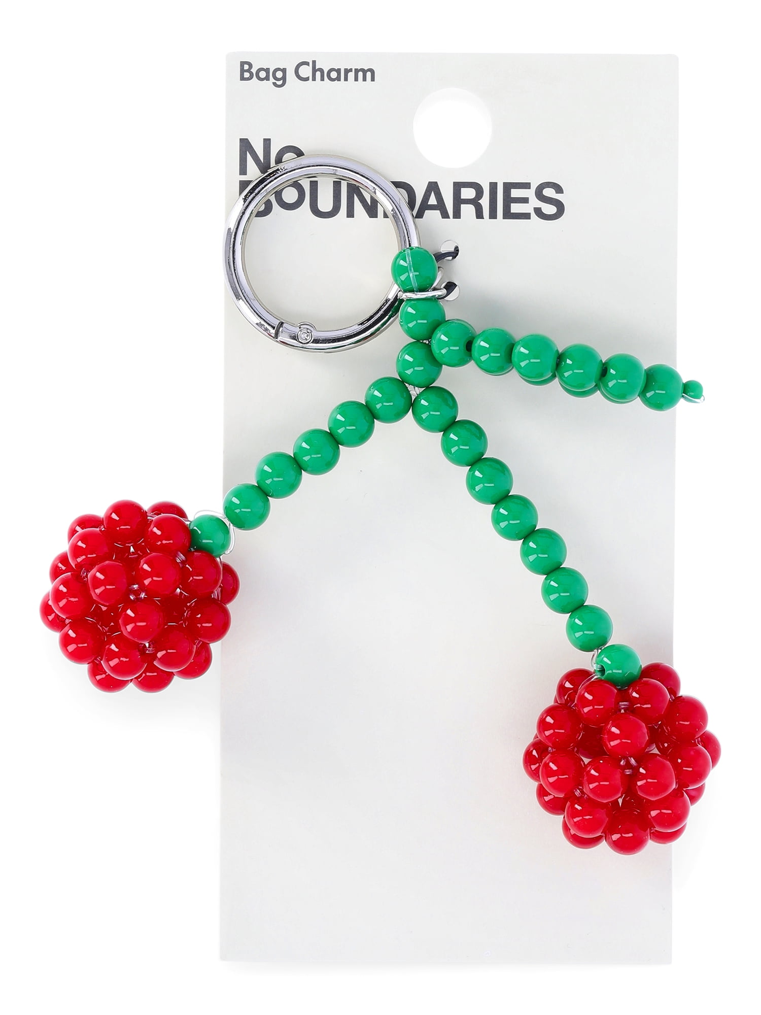 No Boundaries Women's Hands Free Bag Charm, Beaded Cherries