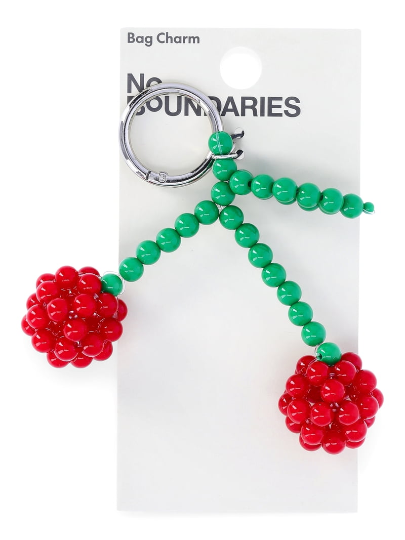 No Boundaries Women's Hands Free Bag Charm, Beaded Cherries