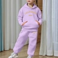 thumbnail image 7 of XEGLSBU School Outfits for Girls 14-16 Child Toddler Boys Girls Long Sleeve Solid Warm Hoodie Pullover Tops Pants Kids Outfits Sweat Suit Purple Size 3-4 Years, 7 of 7