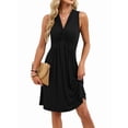 thumbnail image 2 of Women'S Twist Front V Neck Ruffle Summer Dress Elegant Sleeveless Club Party Tunic Bodycon Mini Dresses, 2 of 10