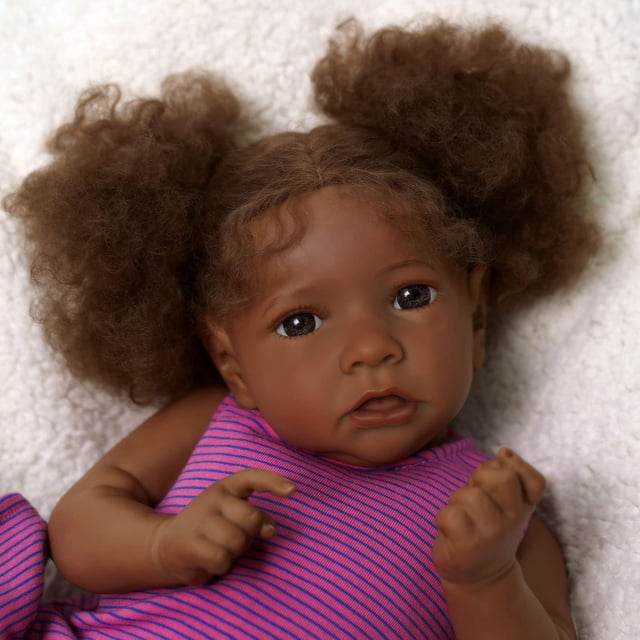 Muñeca Reborn Babeside Relike Black Girl de 22 pulgadas con caja de regalo