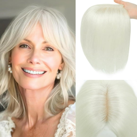 Toppers ELEVAVE, 360°, con cobertura 3D, flequillo medio, pelo real