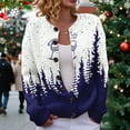 thumbnail image 1 of Chandails d'Hiver Grande Taille pour Femmes Mode Décontractée Imprimé de Noël Cardigan Veste Bleu Foncé m, 1 of 7