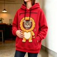 thumbnail image 2 of Pet Pouch Hoodie Sweatshirt for Women Men Long Sleeve Drawstring Oversized Pullover with Front Pet Pouch Cute Xmas Cartoon Animal Graphic Casual Wear for Cat Dog Lovers Watermelon Red L, 2 of 6