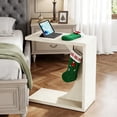 thumbnail image 3 of Christmas C Shaped C Table For Sofa & Couch, Multipurpose Small Space Side Table Sturdy MDF End Table For Living Room, Bedroom, Beige, 3 of 8