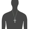 thumbnail image 2 of Sterling Silver Cross without Jesus Pendant Necklace with Diamond Cuts and Chain, 2 of 3
