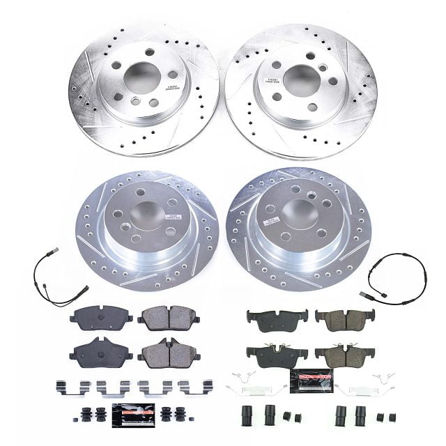 PowerStop Front and Rear Z23 Evolution Sport Carbon-Fiber Ceramic Brake Pad and Drilled & Slotted Rotor Kit Fits: MINI COOPER Select Models K8908
