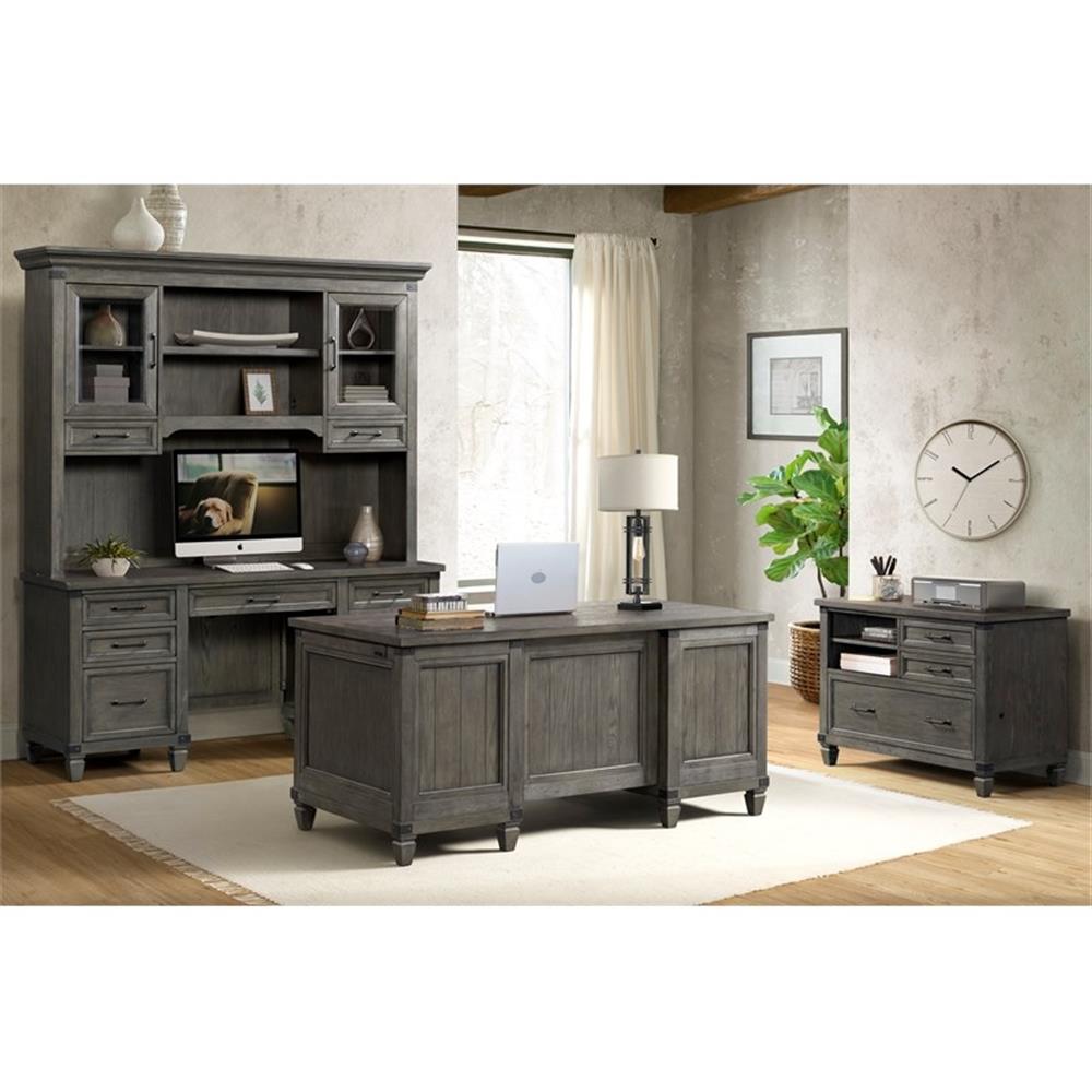 Intercon Furniture Foundry Home Office 42" Wood Lateral File Cabinet in Pewter