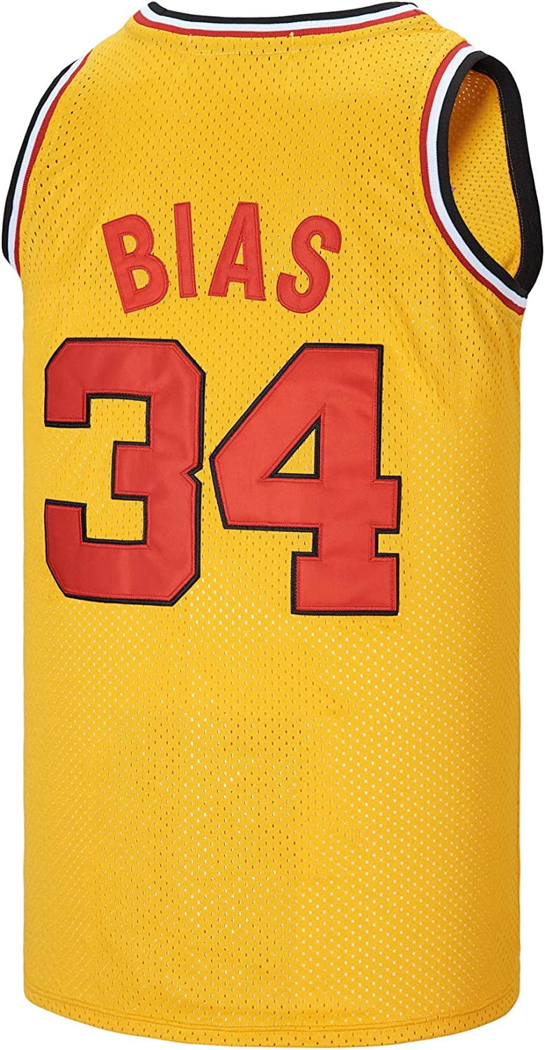 Your Team Len Bias 34 Stitched Movie Basketball Jersey for Men Summer Shirt Yellow 3XL, Men's