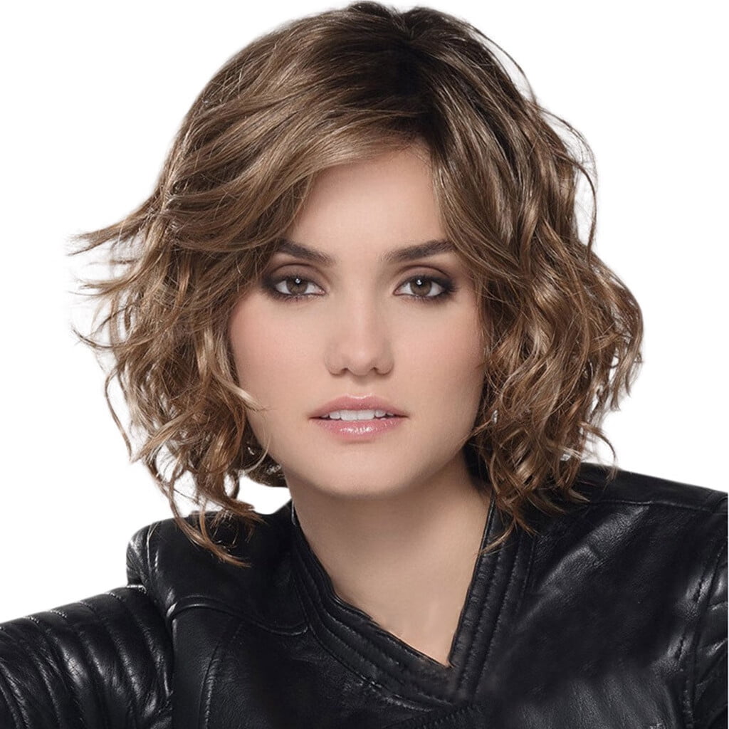 UTOURS Brazilian Virgin Hair Full Lace Cap Band Human Hair Wigs For Black Women Fashion Synthetic Short Curly Hair Wig Wave H
