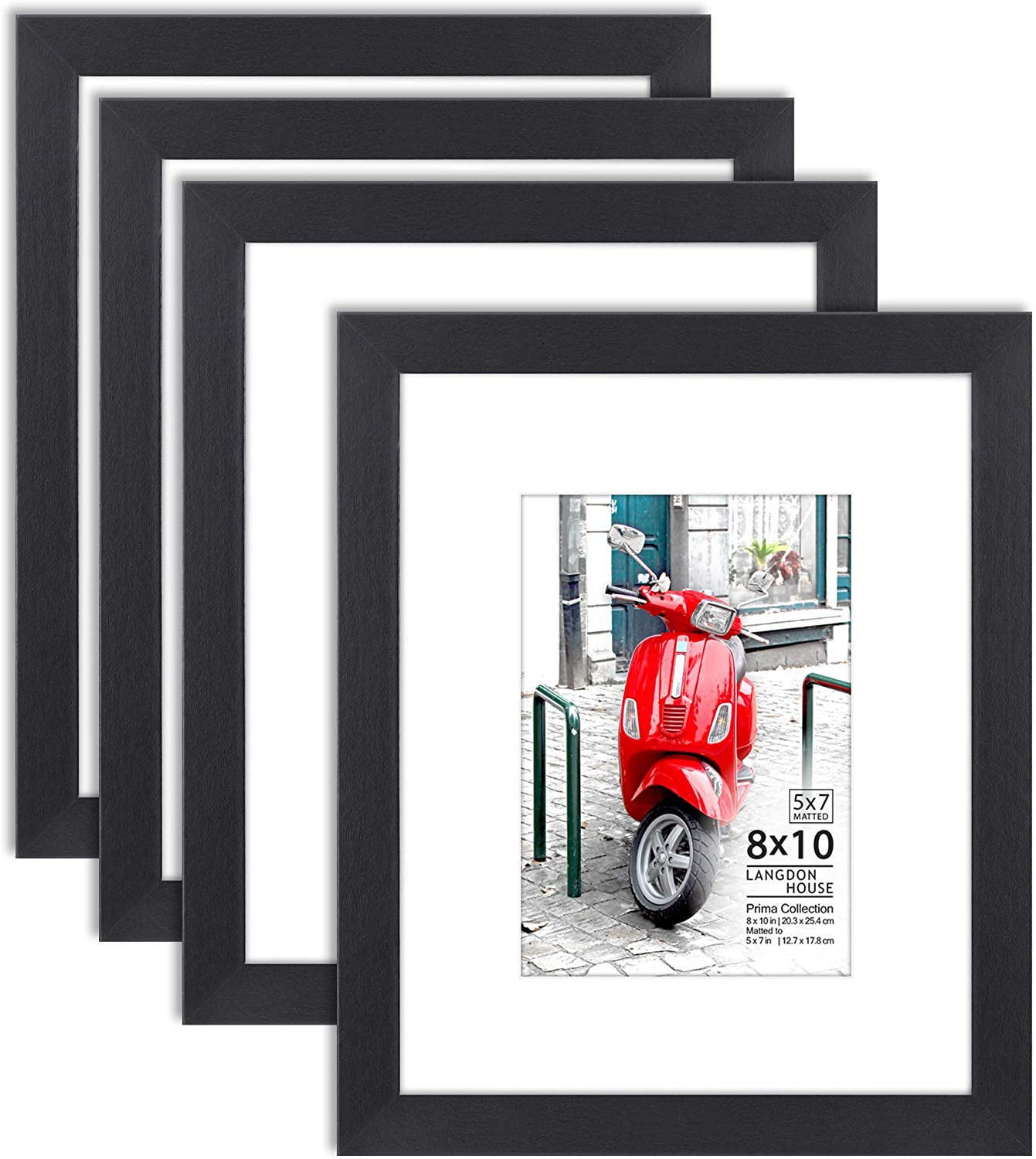 8x10 (20x25 cm) Picture Frames (Black, 4 Pack) Modern Photo Frame with