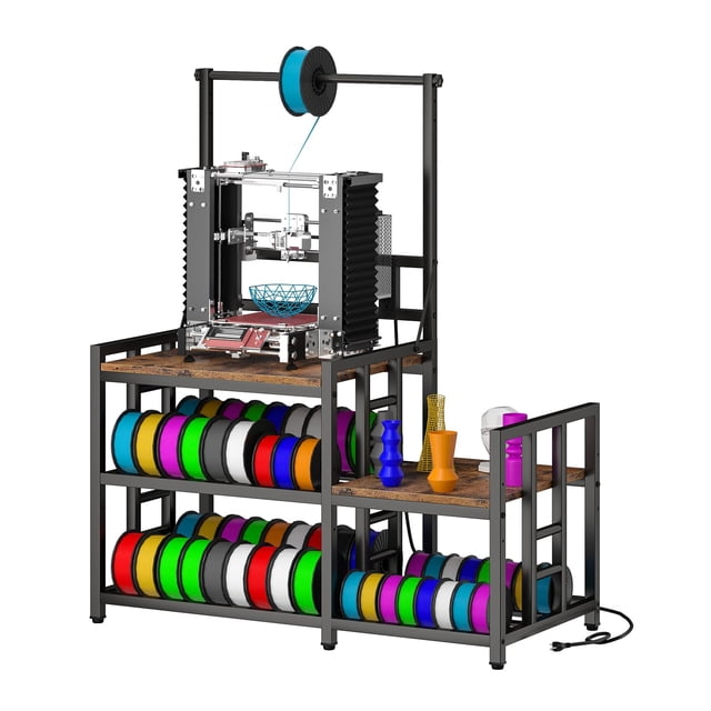Soporte para impresora 3D MILEFA reforzado con almacenamiento de filamentos rústico
