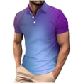 thumbnail image 2 of DayScoop Mens T-Shirt Big & Tall T Shirt Summer Short Sleeve Gradient Color Fashion Casual Print Half Buttoned Open Close Turndown Collar Tops Plus Size, 2 of 5
