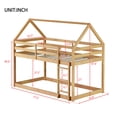 thumbnail image 6 of Hassch Rubber Wood Bunk Bed, Twin over Twin House Shaped Low Floor Bunk Bed Frame with Roof, Ladder, Full-Length Guardrails, Easy Assembly, Natural, 6 of 8