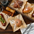 thumbnail image 4 of 100 Pcs Heat Sealable Cookie Bags with Window 5 x 5 Inch Grease Resistant Kraft Bakery Pastry Bags with Stickers for Packaging Donut Bread Cookie Goods Sandwich Baked Treat, 4 of 7