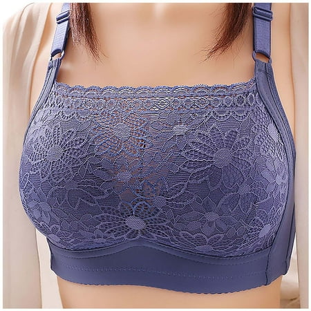 

JDEFEG Underwear Women Bra Plus Size Women Womens Solid Color Push Up Top No Steel Ring Breastfeeding Bra Underwear Womens Underwear Lace Blue S