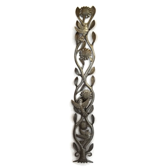 It's Cactus Metal Garden Art Sunflowers and Birds, Light Weight Steel Drum Haitian Decor, Home Wall Flower Plaque 5 X 33 Inches, Fair Trade (Sunflowers and Birds)