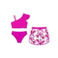 thumbnail image 4 of Yanarno Kids Girls 3Pcs Tropical Trees Print Rash Guard Swimsuit Sleeveless Sun Protection Beachwear Bathing Suit Hot Pink 14, 4 of 5