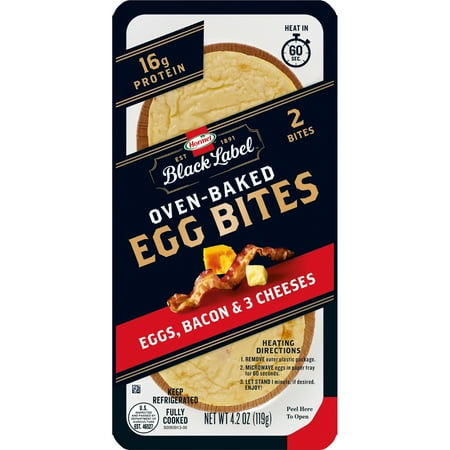 HORMEL BLACK LABEL Egg Bites with Bacon and Three Cheeses, Refrigerated, 4.2 oz Plastic Tray