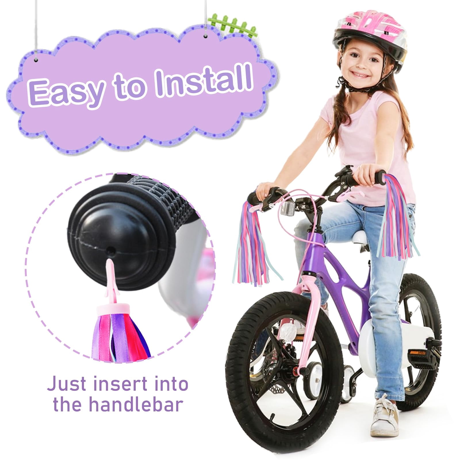 Kids Bike Handlebar Streamers - Colorful Nylon Tassels For Bicycles & Scooters (2-Pack)