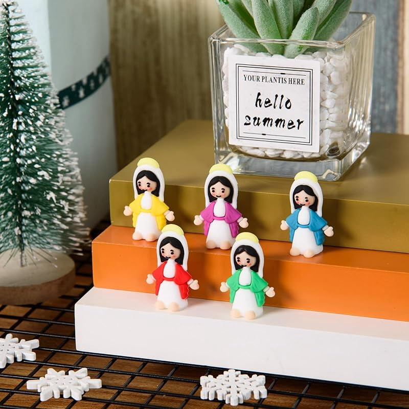 LeeCHee 100 Pcs Little Virgin Mary Figurines Miniature Virgin Mary Doll to Hide and Seek Classic Religious Gifts for Sunday Easter Eggs Stuffers Baptism Gift
