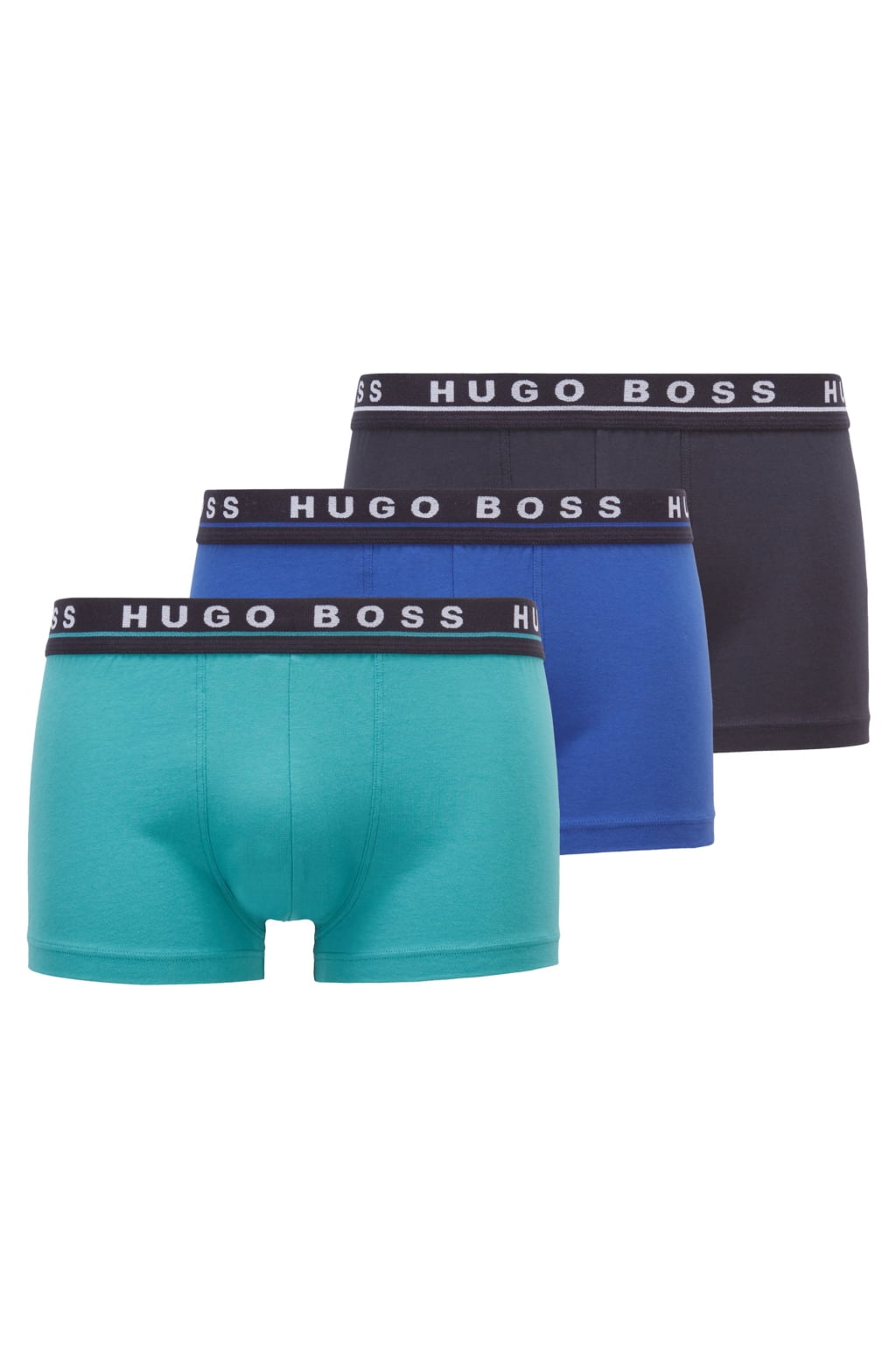 Boss Men's Three-pack of stretch-cotton trunks with logo waistbands ...