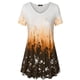 thumbnail image 3 of Camiseta de mujer Blusa informal con estampado degradado Vestido suelto con cuello en V, Naranja, L Advancent AP001902-35, 3 of 4