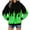 Green, variant on Hooded Sweater for Men and Women with Flame Print and Pocket, Casual Pullover Top for Fall and Winter