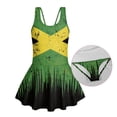 thumbnail image 6 of COEQINE Swim Dress for Girls, One Piece Swimsuit Scoop U-Neckline Wide Straps Swimwear Attached Skirt, Playful Bathing Suit for 5-6 Year Olds, Easy Care, Distressed Jamaican Flag, 6 of 8