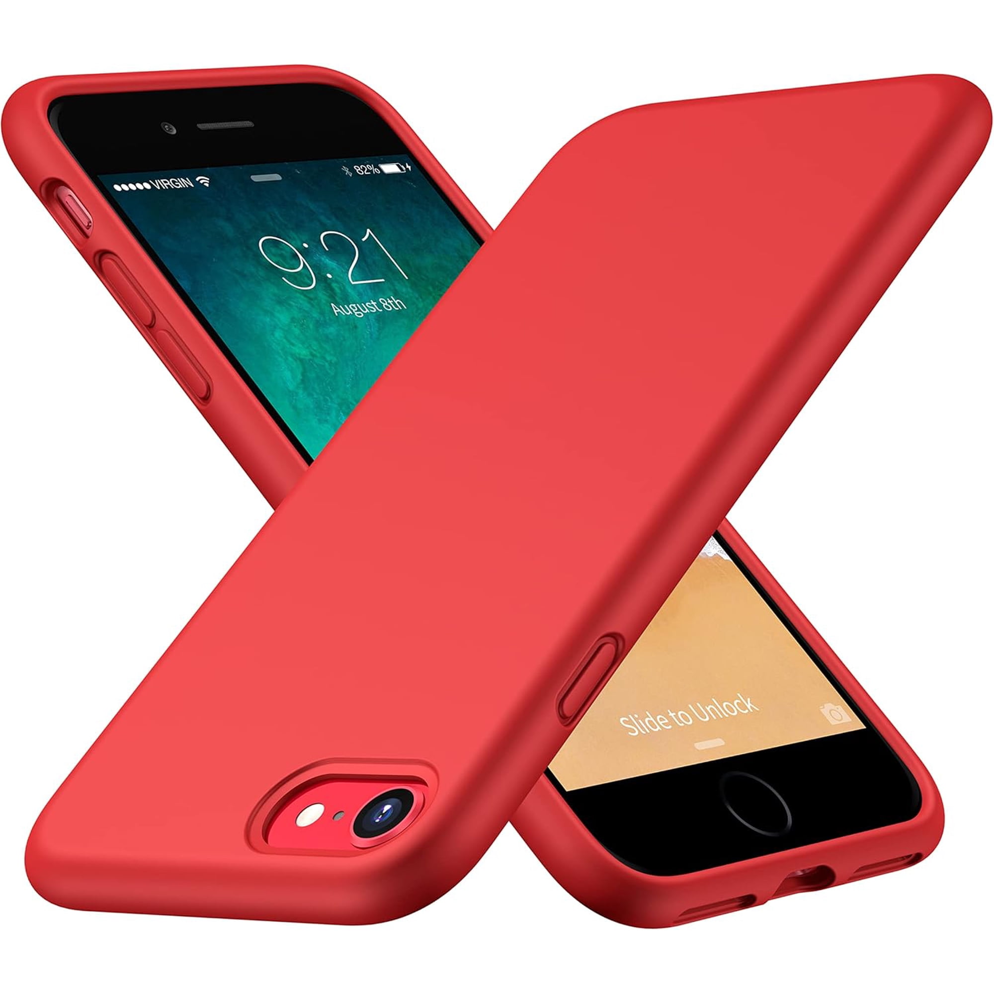 ImpactStrong iPhone SE 2020 Case/iPhone 7 / iPhone 8 Case, Silicone Heavy Duty Liquid Gel Shockproof Case with Soft Microfiber Cloth Cushion for iPhone 7/8 and iPhone SE 2020 (2nd Generation) - Red