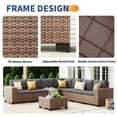 thumbnail image 5 of Techmilly Patio Furniture Set with Fire Pit Table, Outdoor Patio Sofa Set With Wide Armrest, All-Weather Wicker Rattan Guest Set With Cushion And Glass Table And Waterproof Cove，Brown Gray, 5 of 15